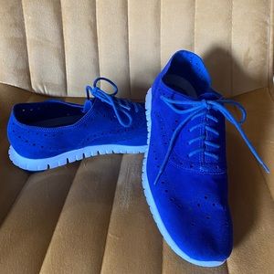 Cole Haan Womens ZeroGrand suede Oxford Shoes in Blue